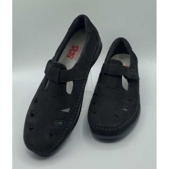SAS Roamer Sz 8.5 NuBuck Leather Women's Comfort Walking Slip On Shoes Charcoal - Picture 1 of 13